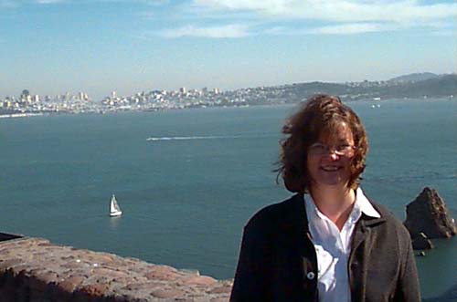 Lara, with San Francisco in the background